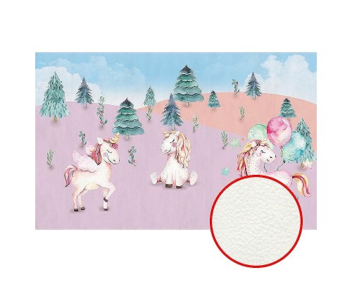 Фреска детская Ortograf Для самых маленьких 33704 Фактура флок FLK Флизелин (4,3x2,7) Голубой/Розовый, Животные/Деревья