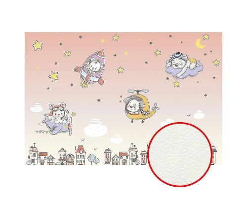 Фреска детская Ortograf Для самых маленьких 32964 Фактура флок FLK Флизелин (4x2,7) Розовый/Разноцветный, Мультимедия