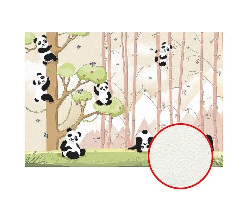 Фреска детская Ortograf Для самых маленьких 33698 Фактура флок FLK Флизелин (4x2,7) Розовый/Зеленый, Животные/Деревья