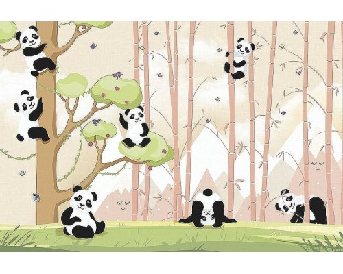 Фреска детская Ortograf Для самых маленьких 33698 Фактура флок FLK Флизелин (4x2,7) Розовый/Зеленый, Животные/Деревья