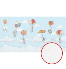 Фреска детская Ortograf Для самых маленьких 33709 Фактура бархат FX Флизелин (5x2,7) Голубой/Разноцветный, Животные/Воздушные шары/Облака