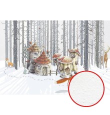 Фреска детская Ortograf Для самых маленьких 32965 Фактура бархат FX Флизелин (4x2,7) Серый/Разноцветный, Домики/Пейзаж/Животные