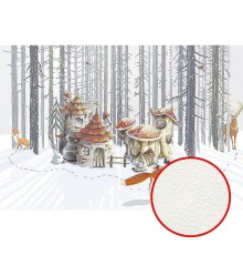 Фреска детская Ortograf Для самых маленьких 32965 Фактура флок FLK Флизелин (4x2,7) Серый/Разноцветный, Домики/Пейзаж/Животные