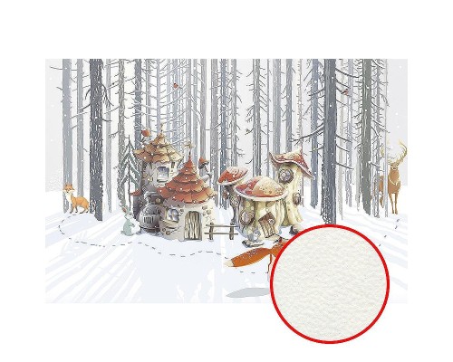 Фреска детская Ortograf Для самых маленьких 32965 Фактура флок FLK Флизелин (4x2,7) Серый/Разноцветный, Домики/Пейзаж/Животные