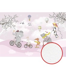 Фреска детская Ortograf Для самых маленьких 33682 Фактура бархат FX Флизелин (4x2,7) Розовый/Разноцветный, Животные