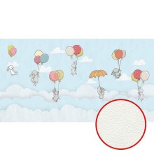 Фреска детская Ortograf Для самых маленьких 33709 Фактура флок FLK Флизелин (5x2,7) Голубой/Разноцветный, Животные/Воздушные шары/Облака