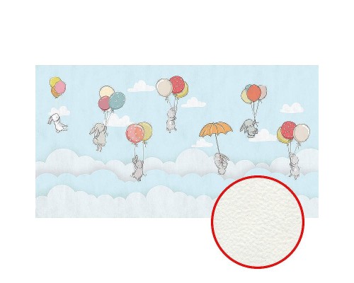 Фреска детская Ortograf Для самых маленьких 33709 Фактура флок FLK Флизелин (5x2,7) Голубой/Разноцветный, Животные/Воздушные шары/Облака