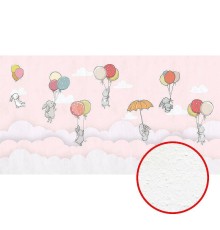 Фреска детская Ortograf Для самых маленьких 33710 Фактура бархат FX Флизелин (5x2,7) Розовый/Разноцветный, Животные/Воздушные шары/Облака