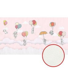 Фреска детская Ortograf Для самых маленьких 33710 Фактура флок FLK Флизелин (5x2,7) Розовый/Разноцветный, Животные/Воздушные шары/Облака