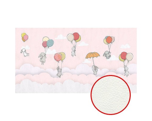 Фреска детская Ortograf Для самых маленьких 33710 Фактура флок FLK Флизелин (5x2,7) Розовый/Разноцветный, Животные/Воздушные шары/Облака