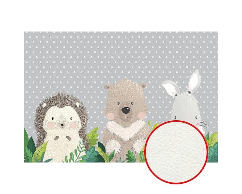 Фреска детская Ortograf Для самых маленьких 33700 Фактура флок FLK Флизелин (4x2,7) Серый, Животные/Горох