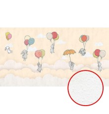 Фреска детская Ortograf Для самых маленьких 33711 Фактура бархат FX Флизелин (5x2,7) Бежевый/Разноцветный, Животные/Воздушные шары/Облака