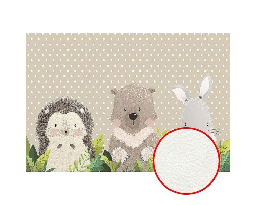 Фреска детская Ortograf Для самых маленьких 33701 Фактура флок FLK Флизелин (4x2,7) Бежевый, Животные/Горох