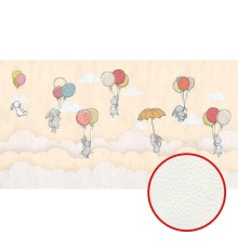 Фреска детская Ortograf Для самых маленьких 33711 Фактура флок FLK Флизелин (5x2,7) Бежевый/Разноцветный, Животные/Воздушные шары/Облака