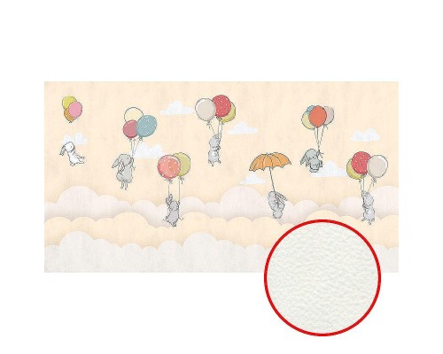 Фреска детская Ortograf Для самых маленьких 33711 Фактура флок FLK Флизелин (5x2,7) Бежевый/Разноцветный, Животные/Воздушные шары/Облака