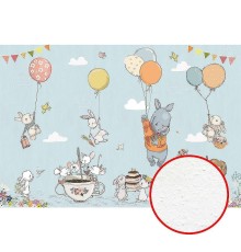 Фреска детская Ortograf Для самых маленьких 33712 Фактура бархат FX Флизелин (4x2,7) Голубой/Разноцветный, Животные/Воздушные шары