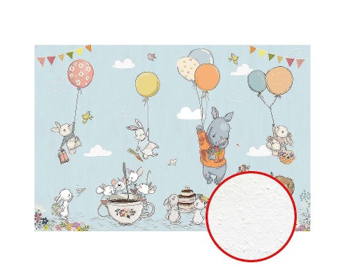 Фреска детская Ortograf Для самых маленьких 33712 Фактура бархат FX Флизелин (4x2,7) Голубой/Разноцветный, Животные/Воздушные шары