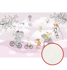 Фреска детская Ortograf Для самых маленьких 33682 Фактура флок FLK Флизелин (4x2,7) Розовый/Разноцветный, Животные