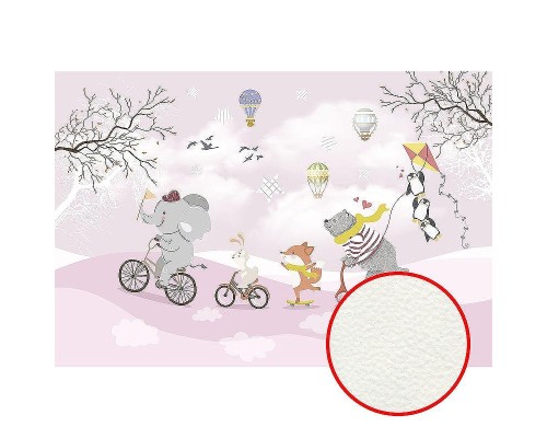 Фреска детская Ortograf Для самых маленьких 33682 Фактура флок FLK Флизелин (4x2,7) Розовый/Разноцветный, Животные