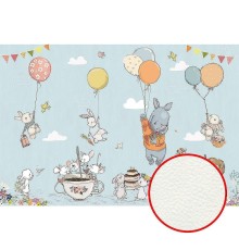 Фреска детская Ortograf Для самых маленьких 33712 Фактура флок FLK Флизелин (4x2,7) Голубой/Разноцветный, Животные/Воздушные шары