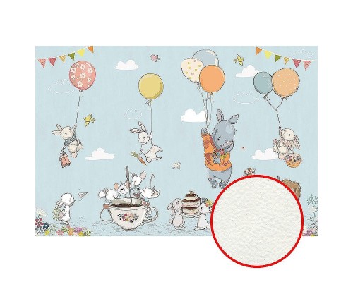 Фреска детская Ortograf Для самых маленьких 33712 Фактура флок FLK Флизелин (4x2,7) Голубой/Разноцветный, Животные/Воздушные шары