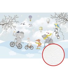 Фреска детская Ortograf Для самых маленьких 33683 Фактура бархат FX Флизелин (4x2,7) Голубой/Разноцветный, Животные