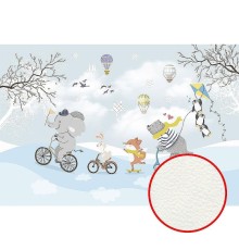 Фреска детская Ortograf Для самых маленьких 33683 Фактура флок FLK Флизелин (4x2,7) Голубой/Разноцветный, Животные