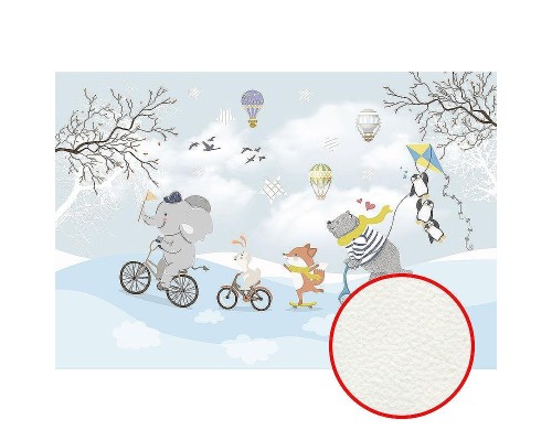 Фреска детская Ortograf Для самых маленьких 33683 Фактура флок FLK Флизелин (4x2,7) Голубой/Разноцветный, Животные