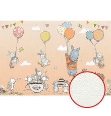 Фреска детская Ortograf Для самых маленьких 33714 Фактура флок FLK Флизелин (4x2,7) Бежевый/Разноцветный, Животные/Воздушные шары