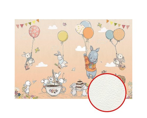 Фреска детская Ortograf Для самых маленьких 33714 Фактура флок FLK Флизелин (4x2,7) Бежевый/Разноцветный, Животные/Воздушные шары