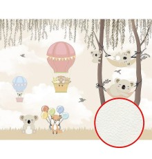 Фреска детская Ortograf Для самых маленьких 33733 Фактура флок FLK Флизелин (3,4x2,7) Бежевый/Разноцветный, Животные/Воздушные шары