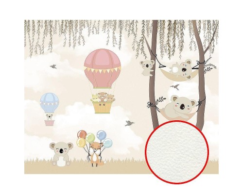 Фреска детская Ortograf Для самых маленьких 33733 Фактура флок FLK Флизелин (3,4x2,7) Бежевый/Разноцветный, Животные/Воздушные шары