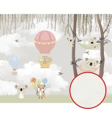 Фреска детская Ortograf Для самых маленьких 33734 Фактура флок FLK Флизелин (3,4x2,7) Серый/Разноцветный, Животные/Воздушные шары