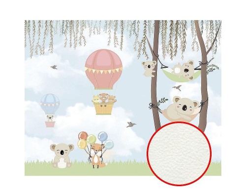 Фреска детская Ortograf Для самых маленьких 33735 Фактура флок FLK Флизелин (3,4x2,7) Голубой/Разноцветный, Животные/Воздушные шары