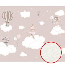 Фреска детская Ortograf Для самых маленьких 33736 Фактура флок FLK Флизелин (3,5x3) Бежевый, Животные/Облака/Воздушные шары