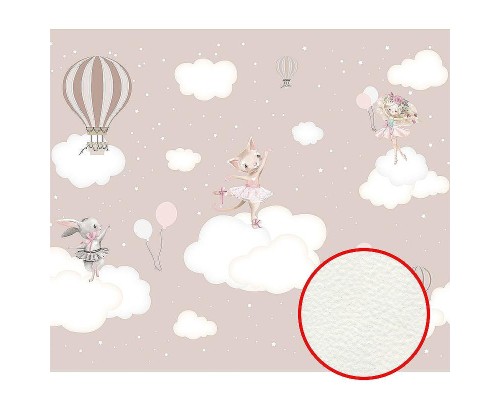 Фреска детская Ortograf Для самых маленьких 33736 Фактура флок FLK Флизелин (3,5x3) Бежевый, Животные/Облака/Воздушные шары