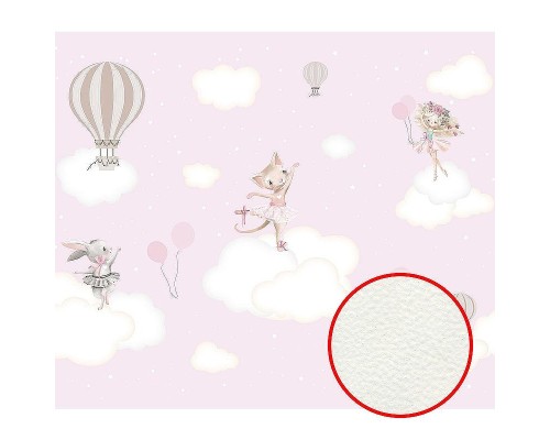 Фреска детская Ortograf Для самых маленьких 33737 Фактура флок FLK Флизелин (3,5x3) Розовый, Животные/Облака/Воздушные шары