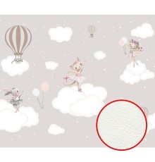 Фреска детская Ortograf Для самых маленьких 33738 Фактура флок FLK Флизелин (3,5x3) Серый, Животные/Облака/Воздушные шары