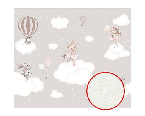 Фреска детская Ortograf Для самых маленьких 33738 Фактура флок FLK Флизелин (3,5x3) Серый, Животные/Облака/Воздушные шары