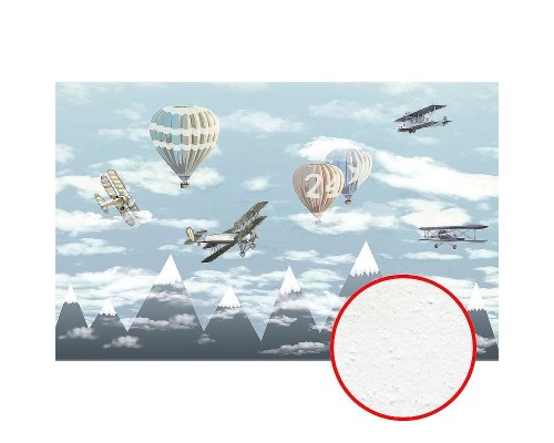 Фреска детская Ortograf Для самых маленьких 33715 Фактура бархат FX Флизелин (4,3x2,7) Голубой, Самолеты/Воздушные шары