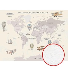 Фреска детская Ortograf Для самых маленьких 33717 Фактура бархат FX Флизелин (3,6x2,7) Бежевый/Серый, Карты/Самолеты