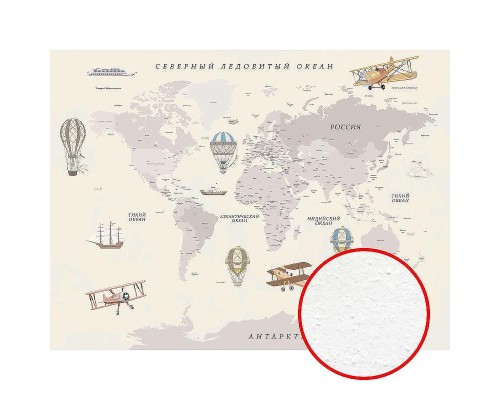 Фреска детская Ortograf Для самых маленьких 33717 Фактура бархат FX Флизелин (3,6x2,7) Бежевый/Серый, Карты/Самолеты