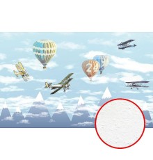 Фреска детская Ortograf Для самых маленьких 33716 Фактура бархат FX Флизелин (4,3x2,7) Голубой, Самолеты/Воздушные шары