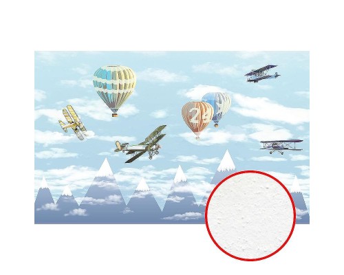 Фреска детская Ortograf Для самых маленьких 33716 Фактура бархат FX Флизелин (4,3x2,7) Голубой, Самолеты/Воздушные шары