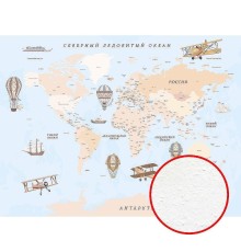 Фреска детская Ortograf Для самых маленьких 33718 Фактура бархат FX Флизелин (3,6x2,7) Голубой/Бежевый, Карты/Самолеты