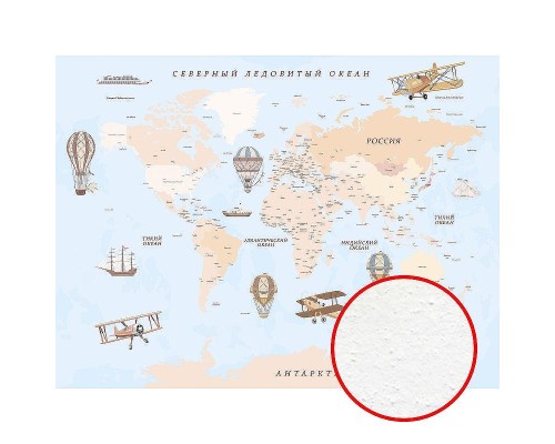 Фреска детская Ortograf Для самых маленьких 33718 Фактура бархат FX Флизелин (3,6x2,7) Голубой/Бежевый, Карты/Самолеты