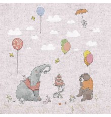 Фреска детская Ortograf Для самых маленьких 33720 Фактура бархат FX Флизелин (2,7x2,7) Розовый/Разноцветный, Животные/Воздушные шары