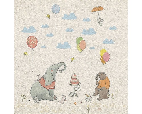 Фреска детская Ortograf Для самых маленьких 33721 Фактура бархат FX Флизелин (2,7x2,7) Бежевый/Разноцветный, Животные/Воздушные шары