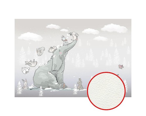 Фреска детская Ortograf Для самых маленьких 33725 Фактура флок FLK Флизелин (4x2,7) Серый, Животные