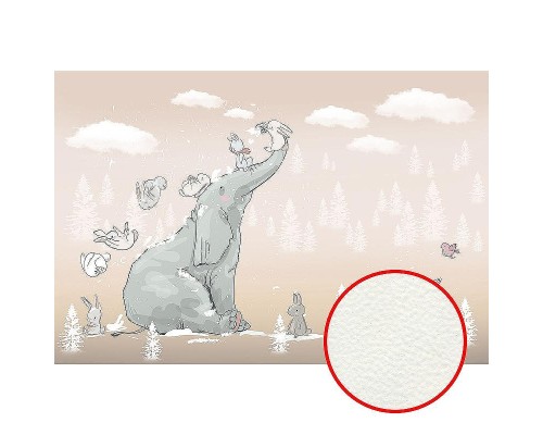 Фреска детская Ortograf Для самых маленьких 33726 Фактура флок FLK Флизелин (4x2,7) Бежевый, Животные